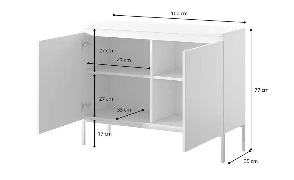 Selsey Sideboard, Bemaßung