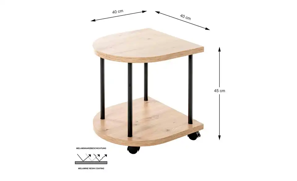 Beistelltisch, Bemaßung