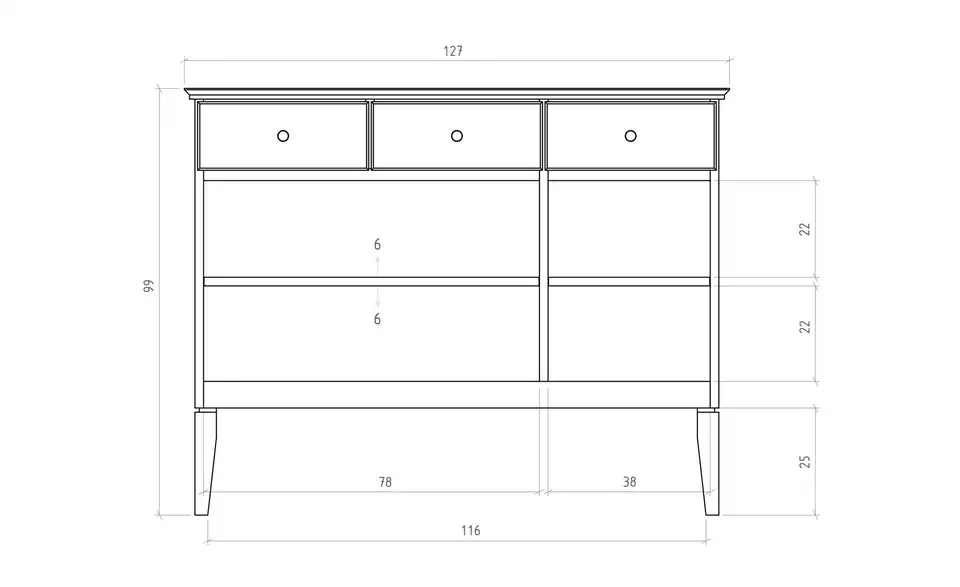 Highboard, Bemaßung