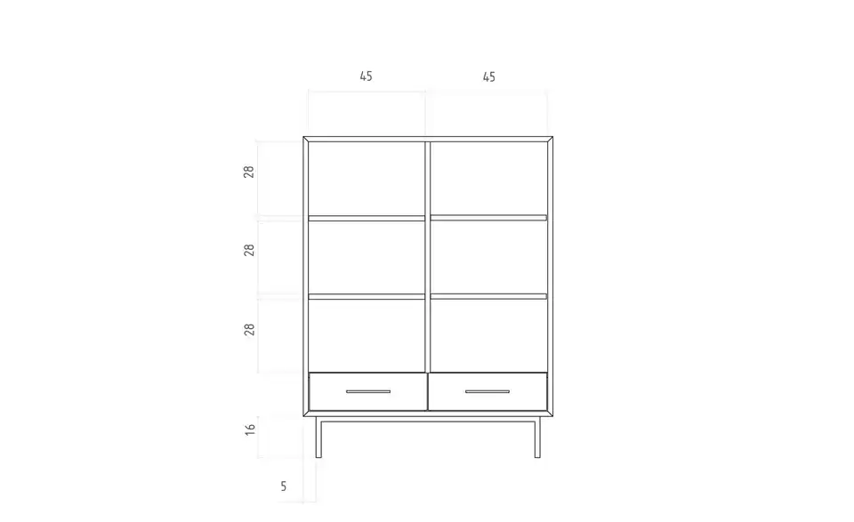 Highboard, Bemaßung