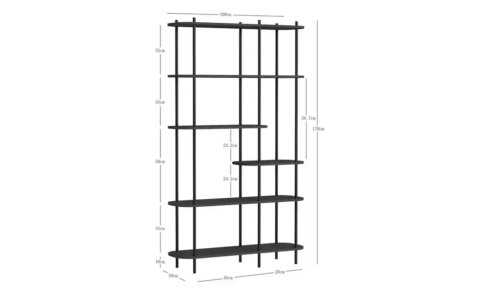 Bücherregal, Bemaßung