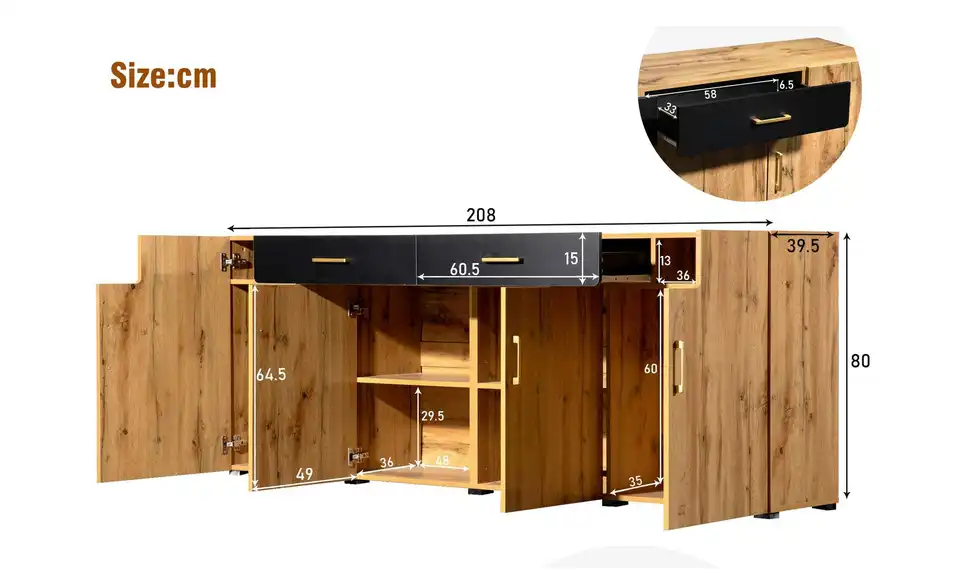 Sideboard, Bemaßung