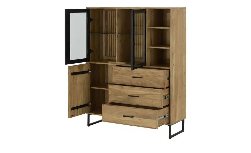 Highboard-Vitrine, geöffnet