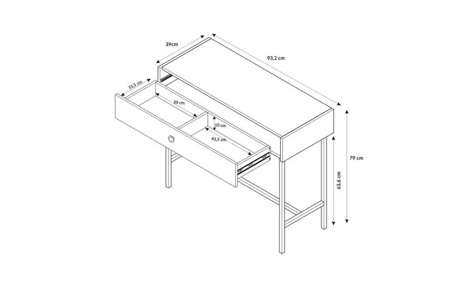 Selsey Schminktisch, Bemaßung
