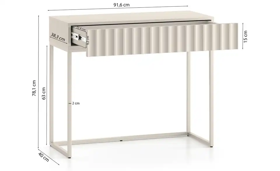 Selsey Schminktisch, Bemaßung