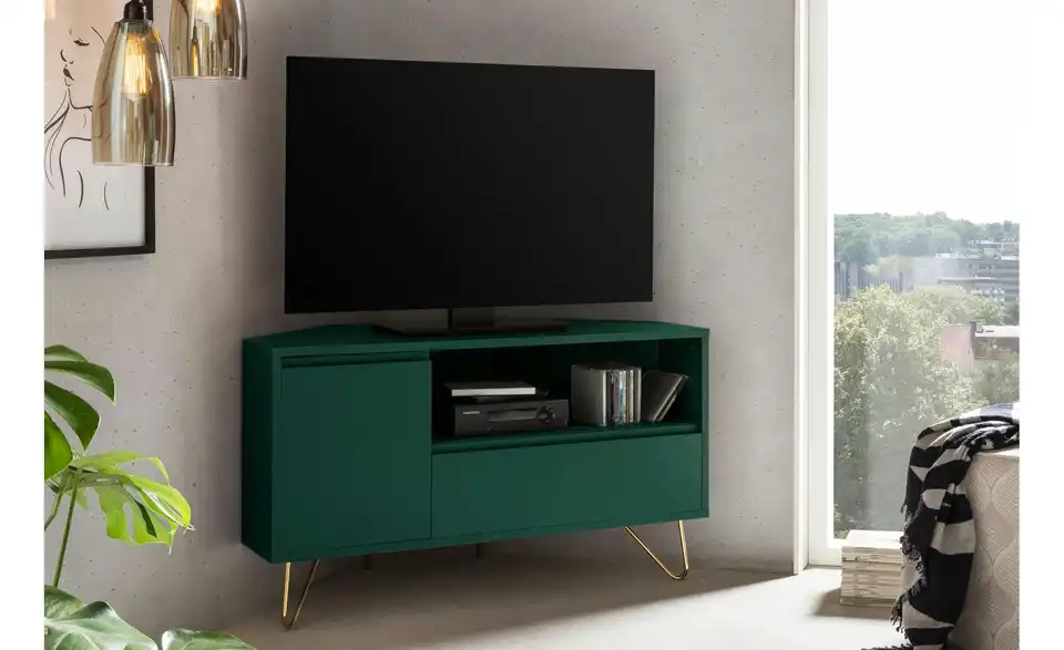 Eck-TV-Lowboard, in Wohnsituation