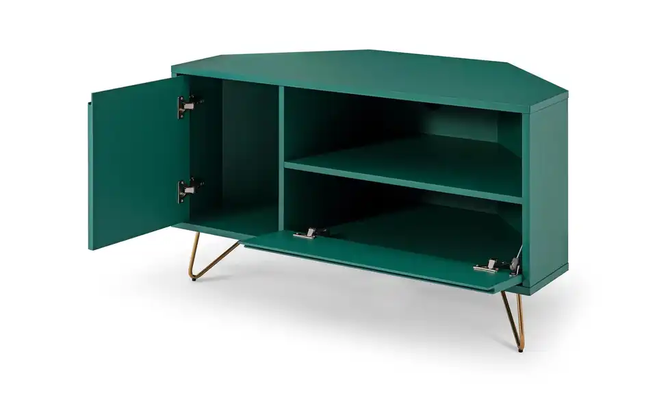 Eck-TV-Lowboard, geöffnet