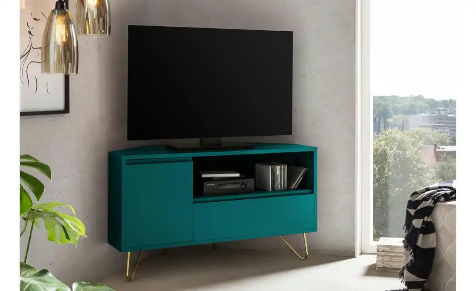 Eck-TV-Lowboard, in Wohnsituation