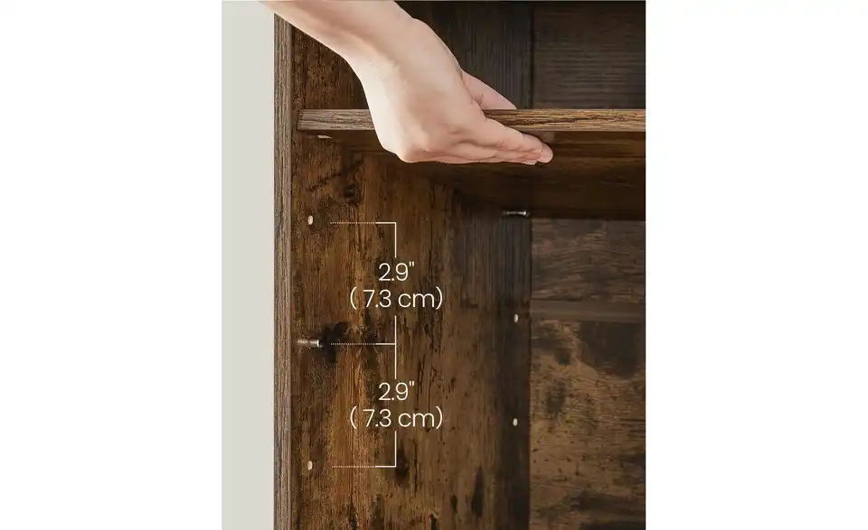 Schuhregal, Bild mit Text