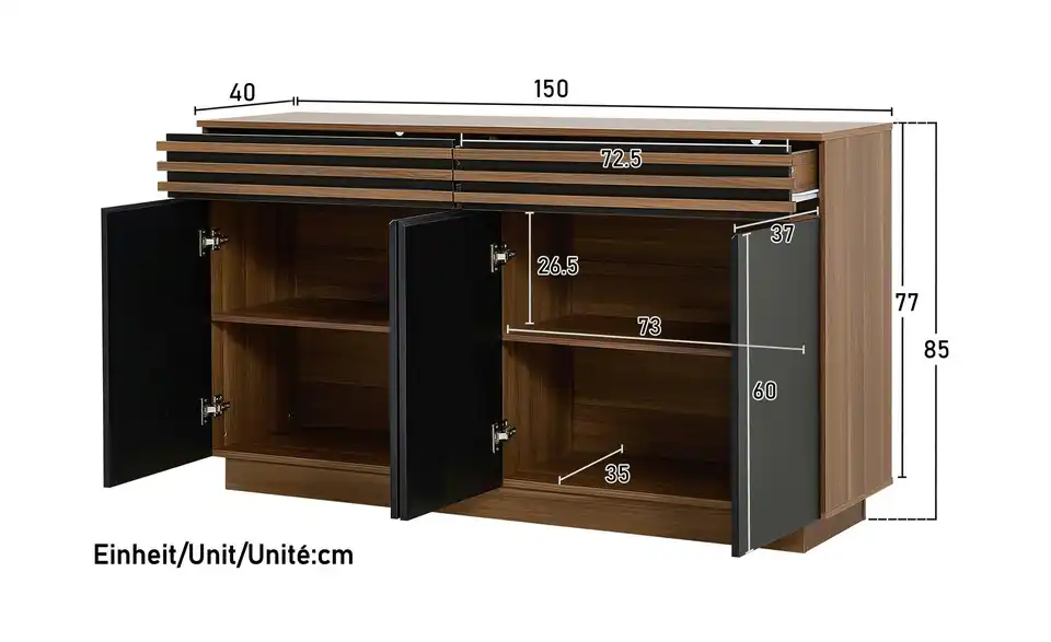 Sideboard, Bemaßung