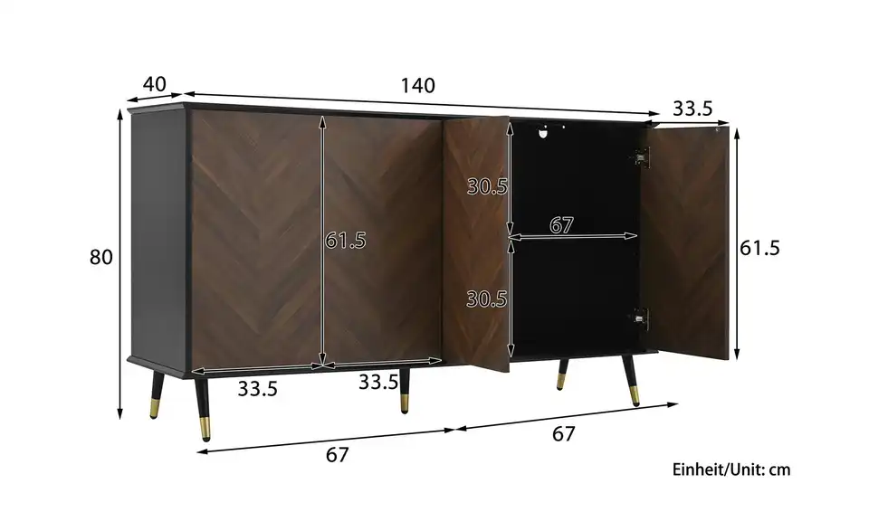 Sideboard, Bemaßung