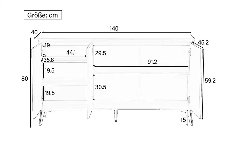 Sideboard, Bemaßung