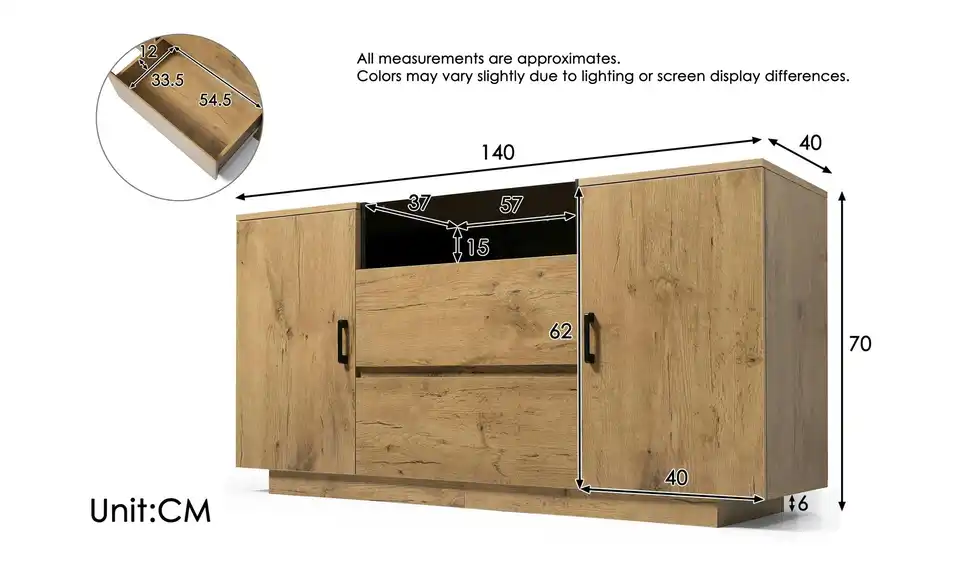 Sideboard, Bemaßung