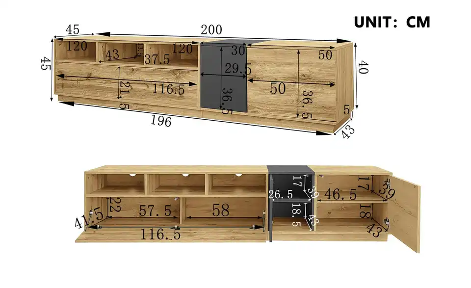 Sideboard, Bemaßung