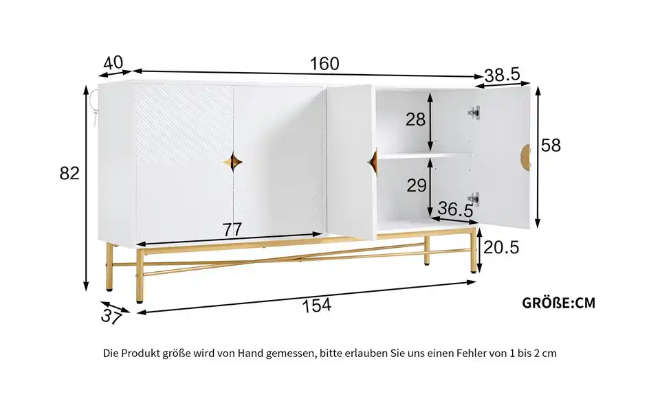 Sideboard, Bemaßung