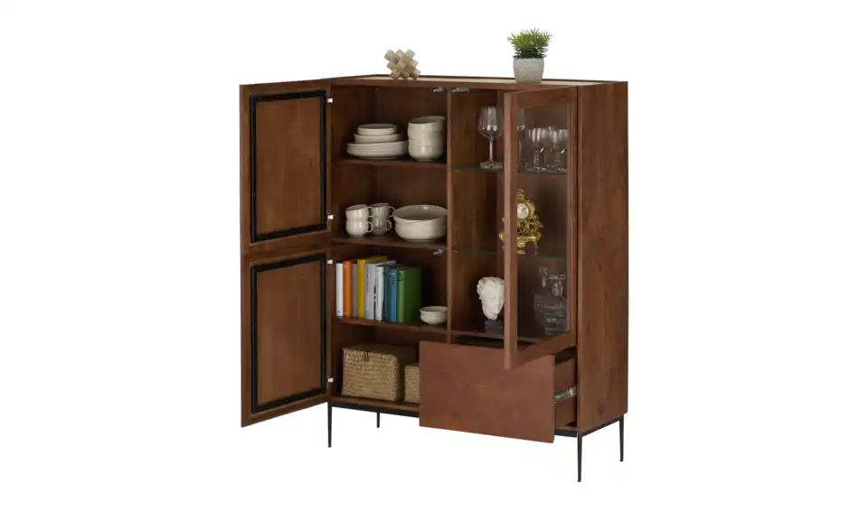 Highboard-Vitrine, geöffnet
