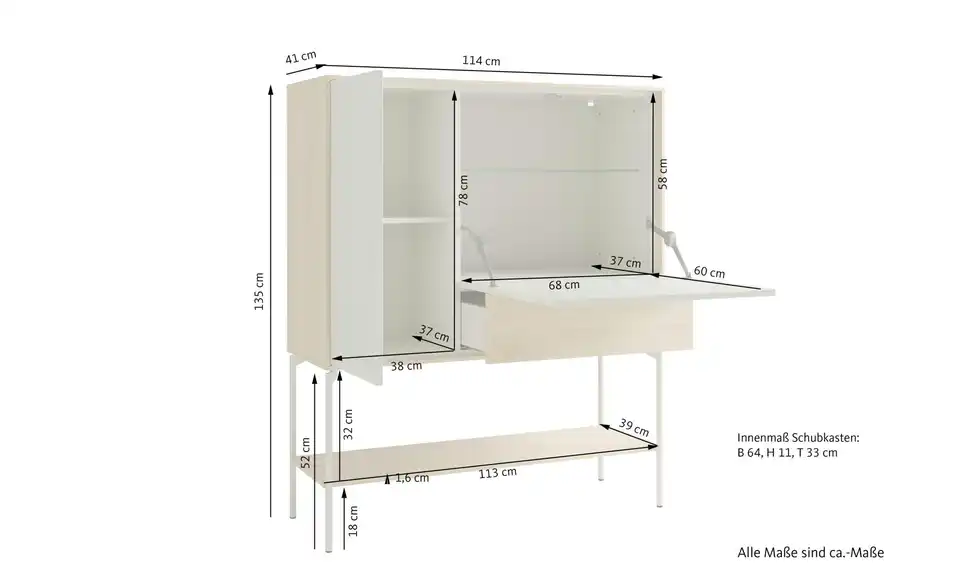 SCHÖNER WOHNEN Kollektion Highboard Laboe, Bemaßung