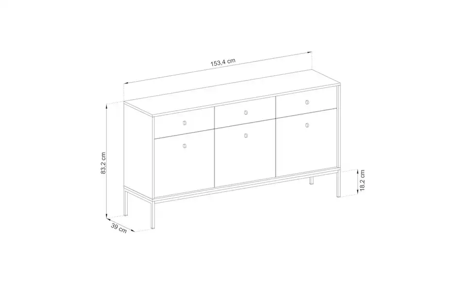 Selsey Sideboard, Bemaßung
