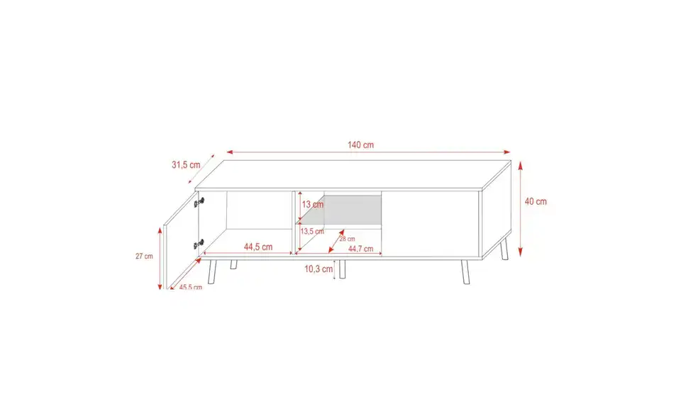 Selsey TV-Lowboard, Bemaßung