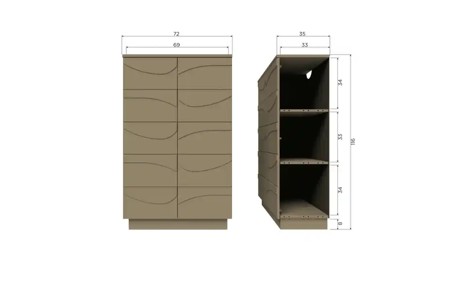 WOOOD Highboard Teo, Bemaßung