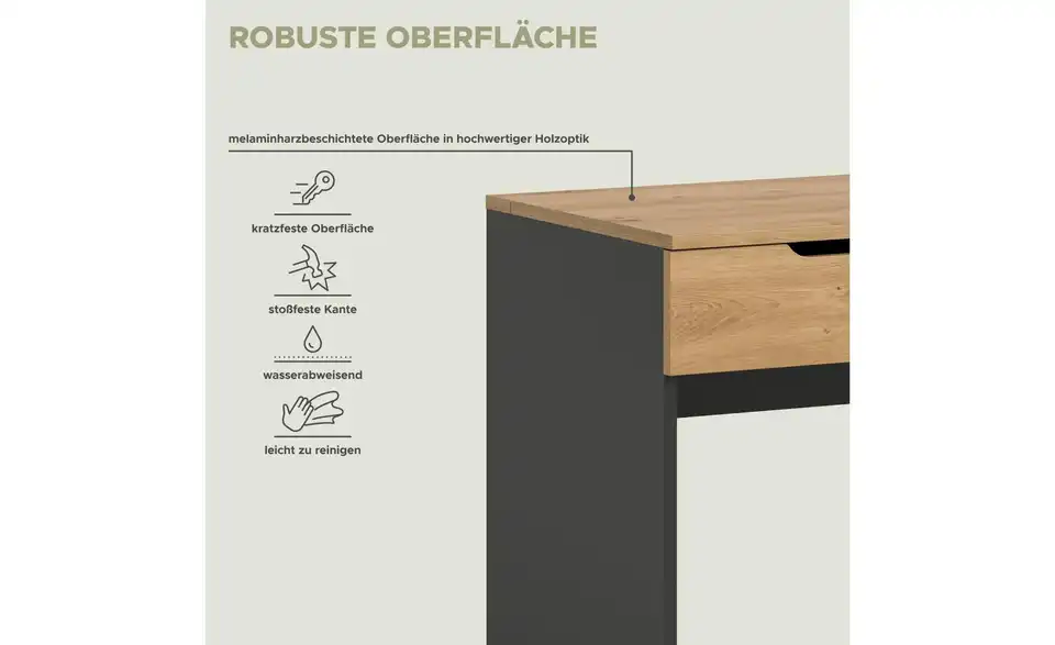 Schminktisch, Bild mit Text