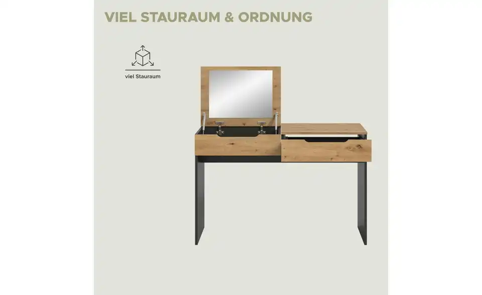 Schminktisch, Bild mit Text