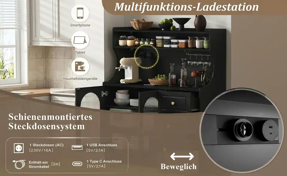 Buffetschrank, Bild mit Text