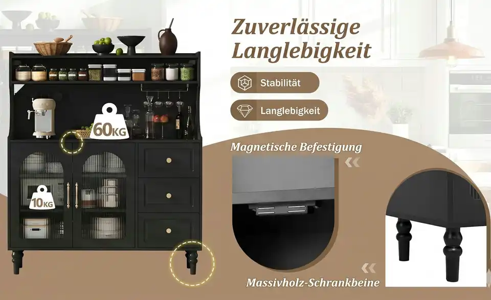 Buffetschrank, Bild mit Text