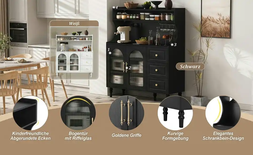 Buffetschrank, Bild mit Text