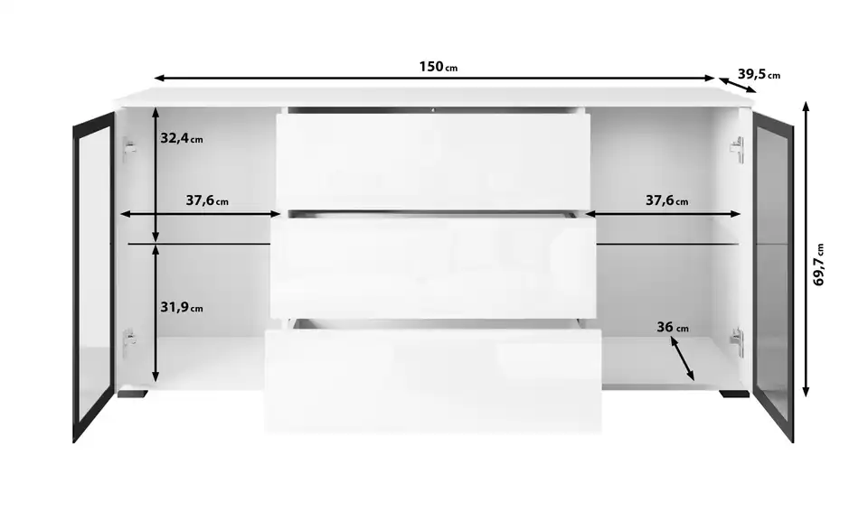 Sideboard, Bemaßung