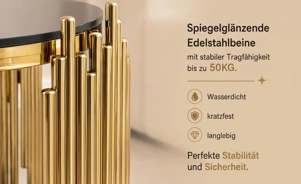 Beistelltisch, Bild mit Text