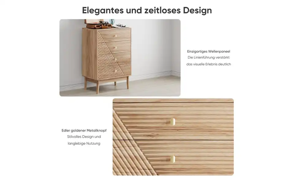 Kommode, Bild mit Text