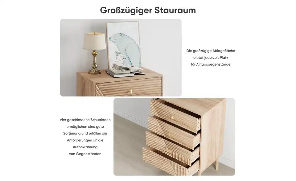 Kommode, Bild mit Text