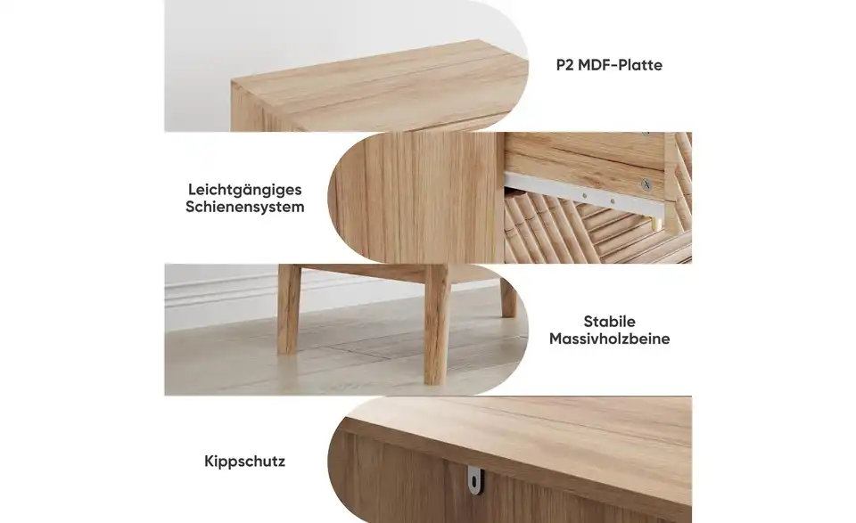 Kommode, Bild mit Text