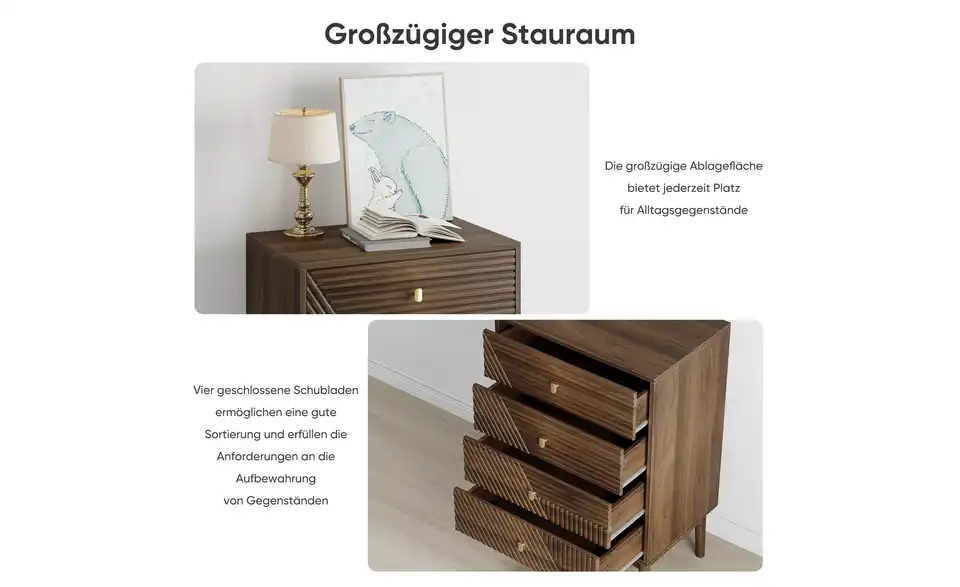 Kommode, Bild mit Text