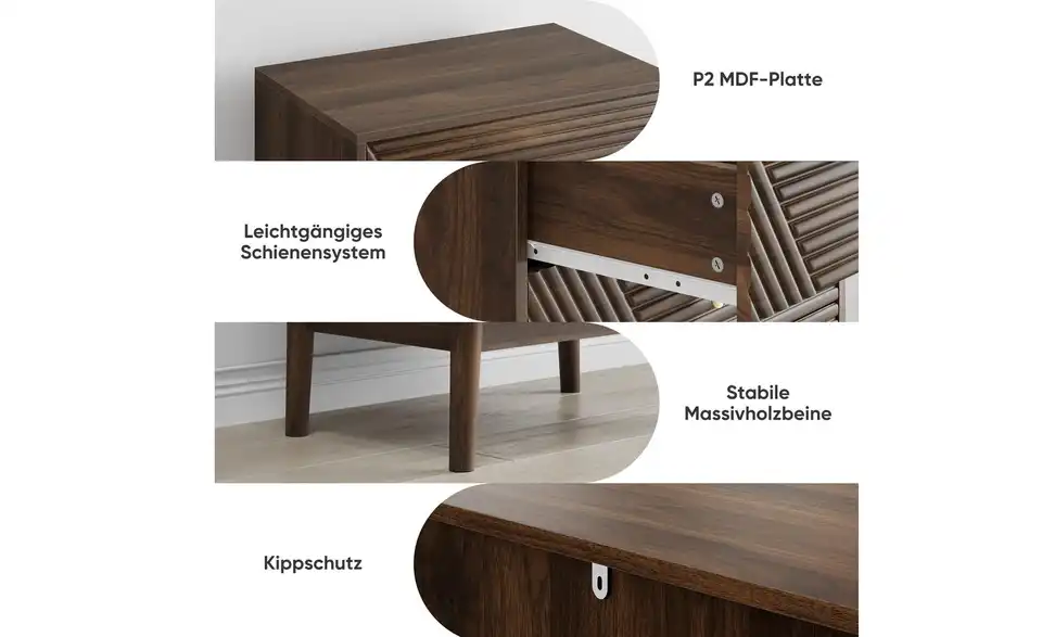 Kommode, Bild mit Text