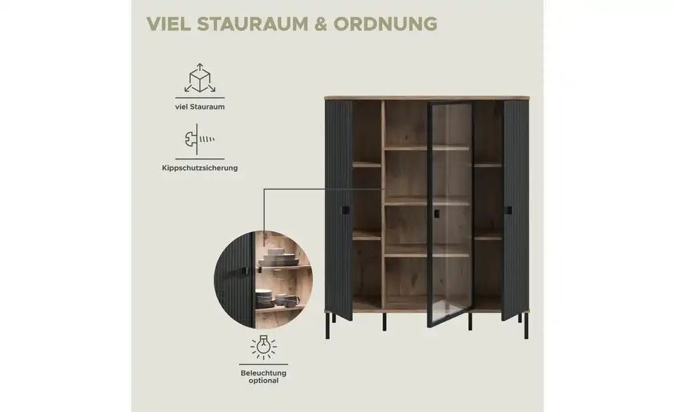 Highboard, Bild mit Text