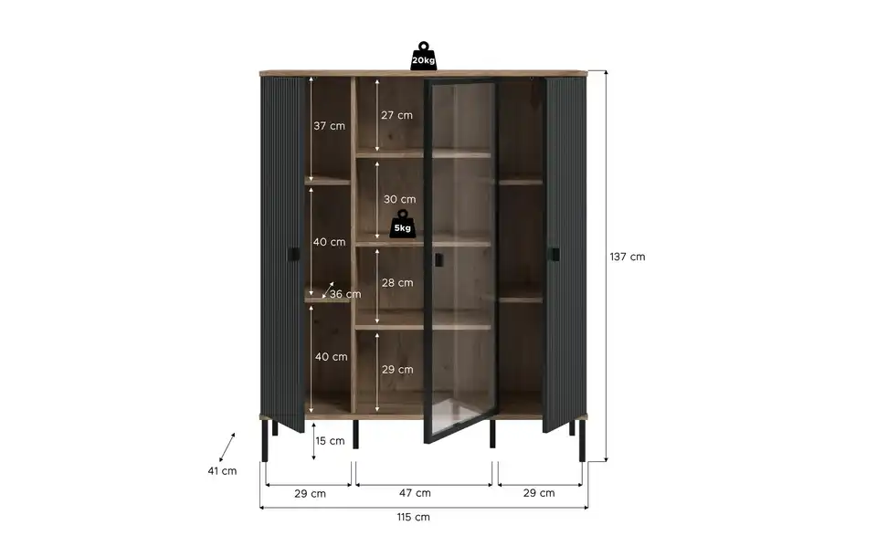 Highboard, Bemaßung