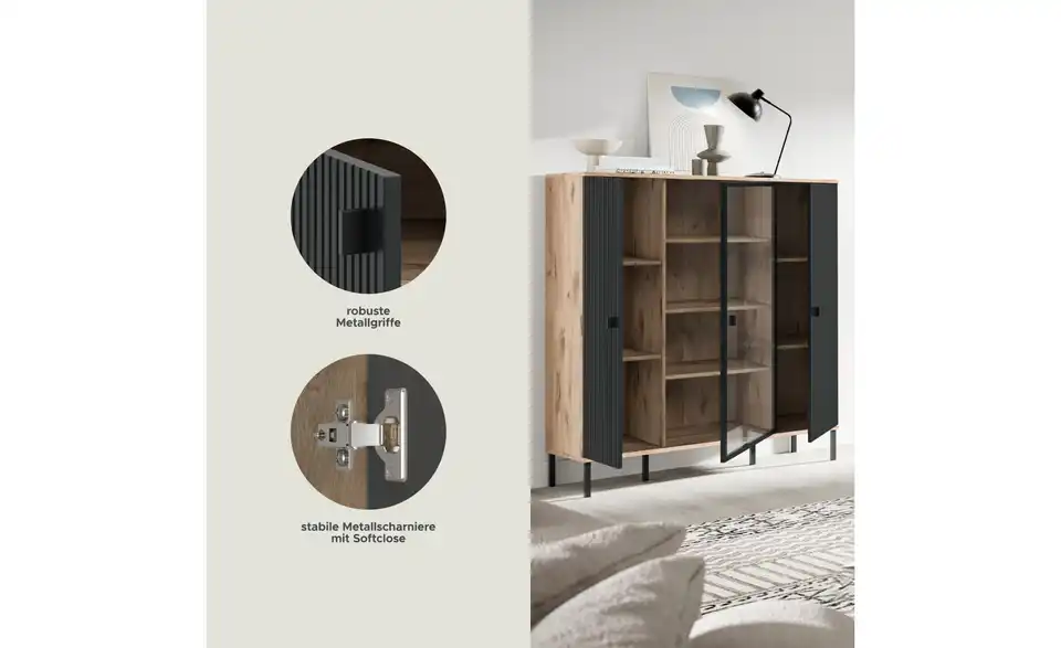 Highboard, Bild mit Text