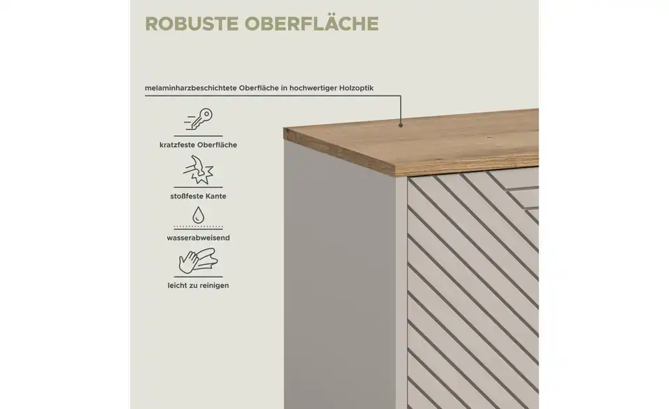 Lowboard, Bild mit Text