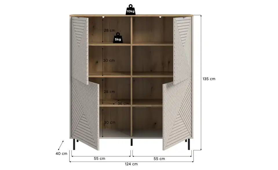 Highboard, Bemaßung