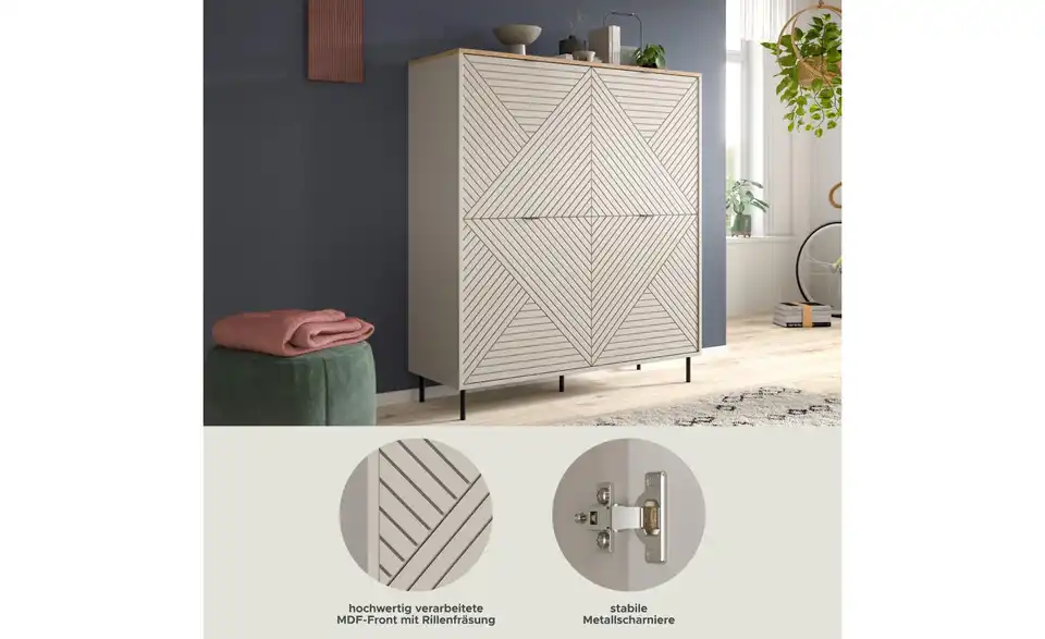 Highboard, Bild mit Text