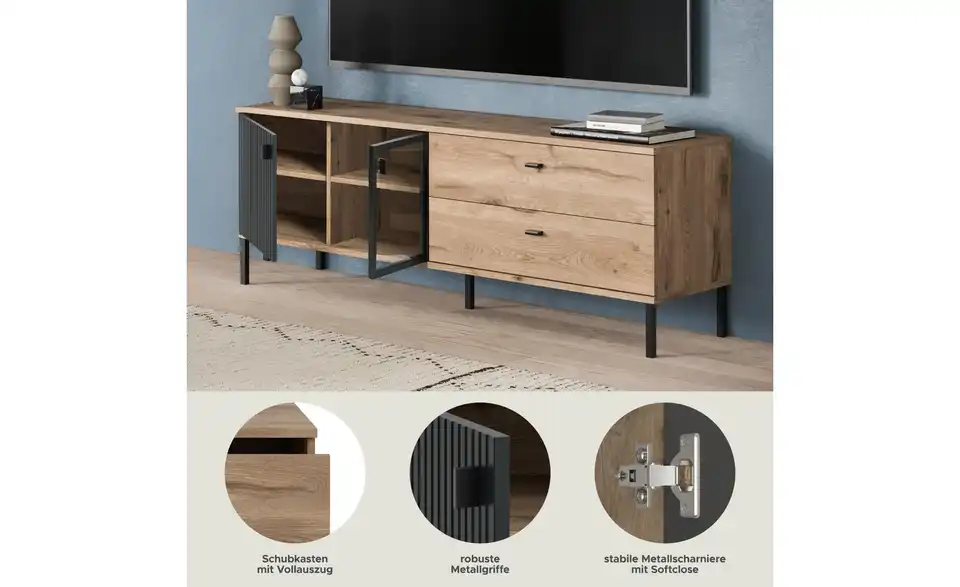 Lowboard, Bild mit Text