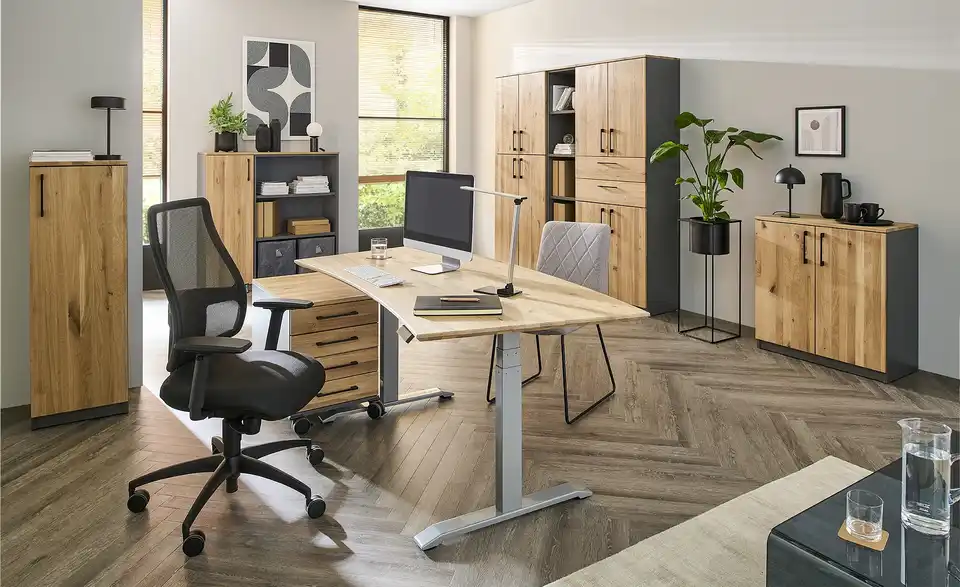 Aktenschrank SOLIDLine mit Massivholzfront, in Wohnsituation