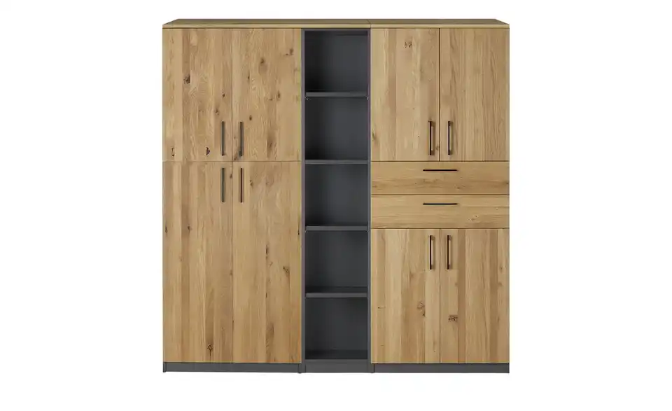 Aktenschrank SOLIDLine mit Massivholzfront, Frontansicht