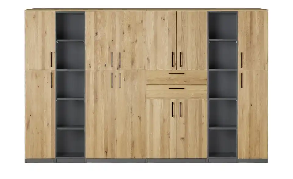 Aktenschrank SOLIDLine mit Massivholzfront, Frontansicht