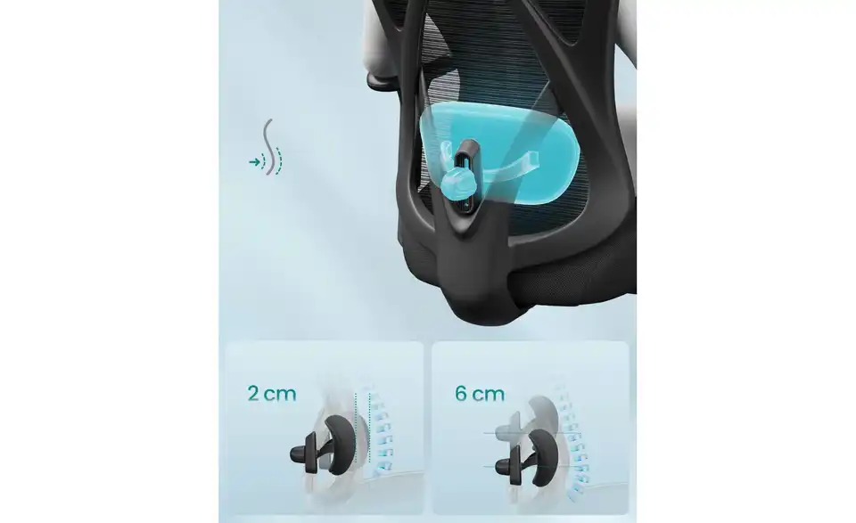 Bürostuhl, Bild mit Text