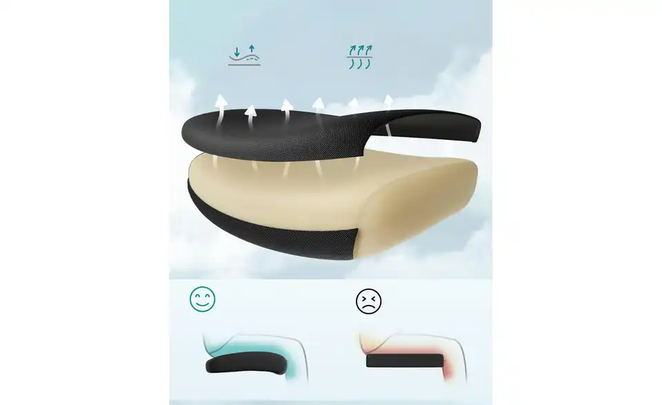 Bürostuhl, Bild mit Text