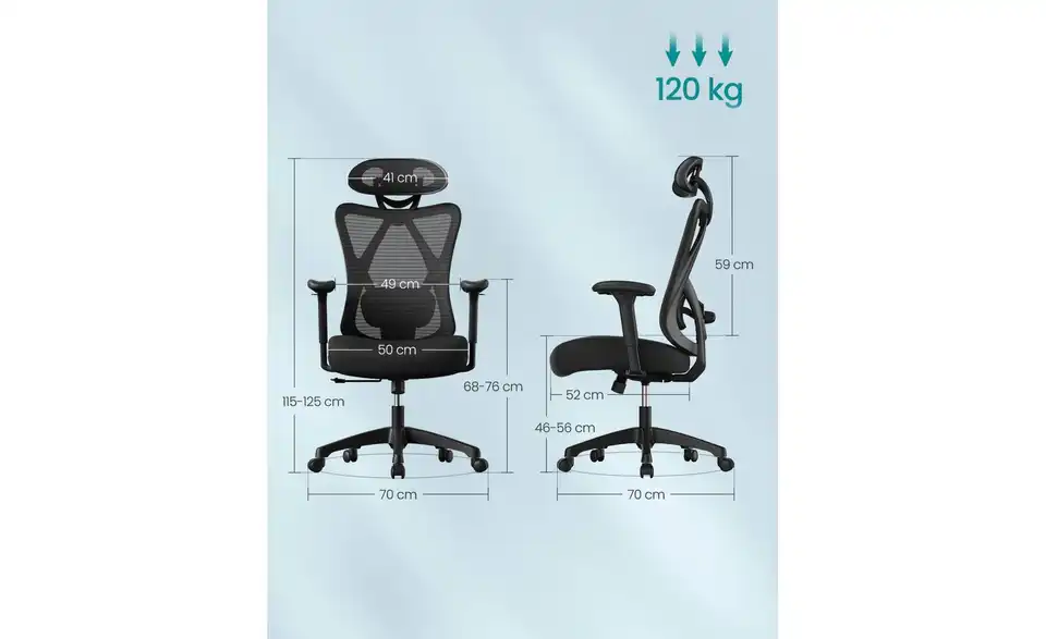 Bürostuhl, Bemaßung