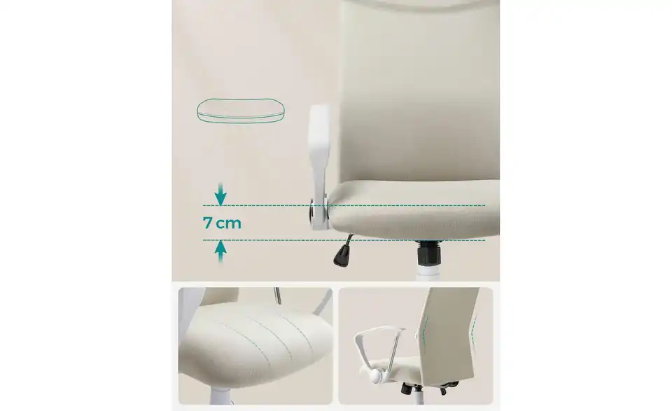 Bürostuhl, Bild mit Text